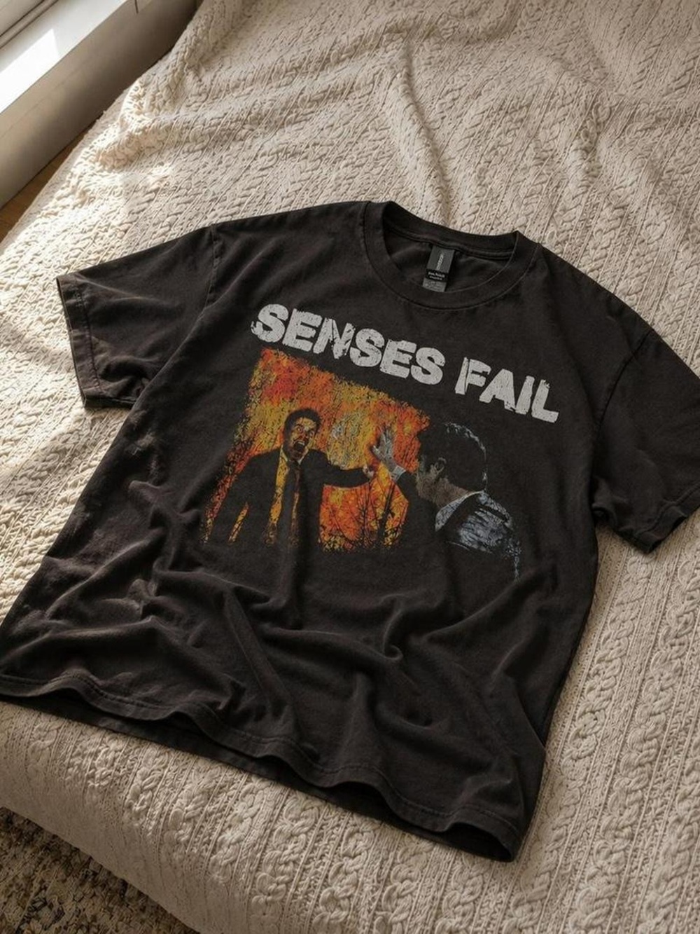 Gildan Black Senses Fail Short-Sleeve Band Tee with Orange Graphic